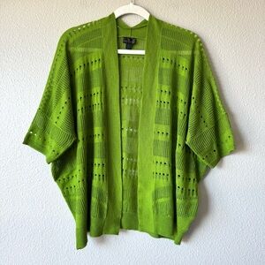 Worthington Open Knit Cardigan Short Sleeves Sweater